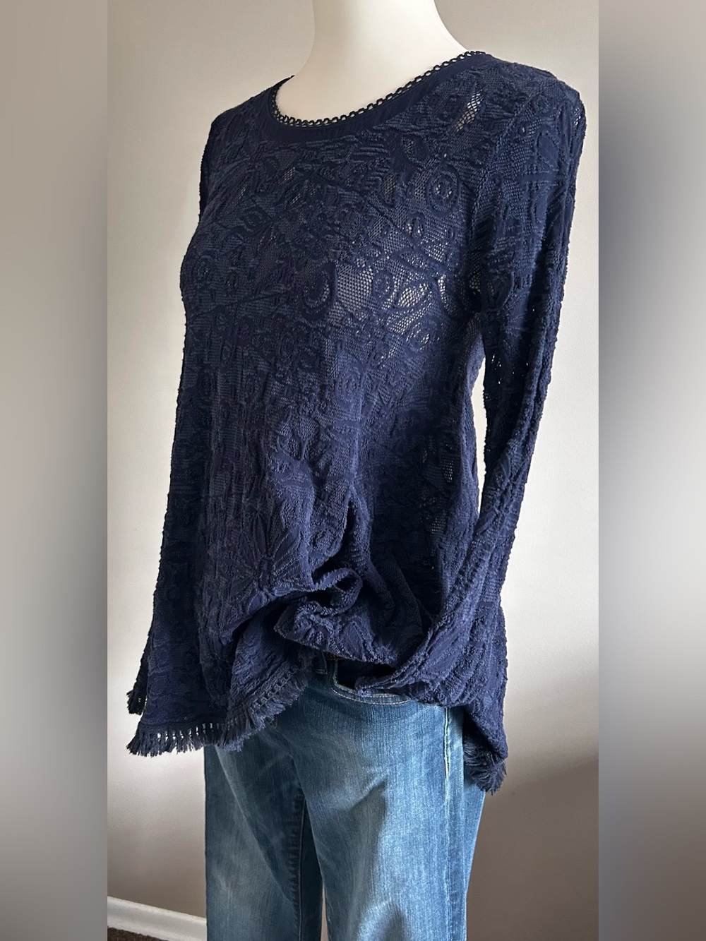 High Couture Italy “Tech” Navy Lace Tunic - Like New